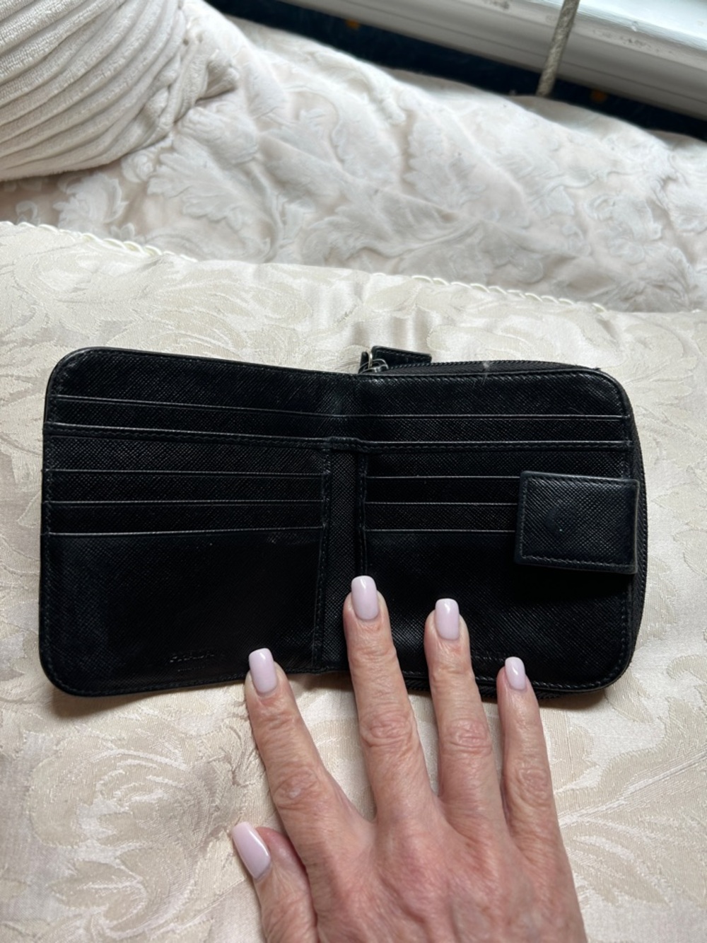 7039. Authentic Prada Black Saffiano Leather Zip-Around Wallet. - Picture 3 of 11